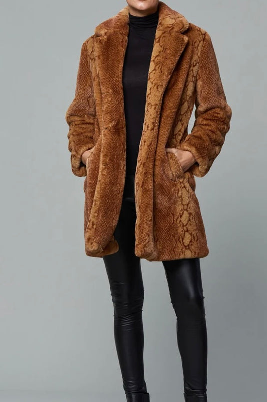 Plush Snake Print Faux Fur