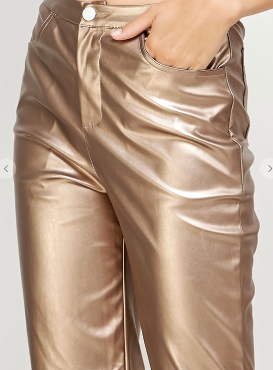 Shimmer Faux Leather Pants