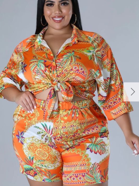 Curvy Tropical Short Set (Final Sale)