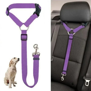 Solid Color Two-in-one Pet Car Seat Belt Nylon Lead Leash Backseat Safety Belt Adjustable Dogs Harness Collar Pet Accessories - Astro's  Things