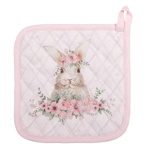 Runner in cotone rosa a punta con motivo coniglio - Floral easter bunn — Arredo  Casa da Sogno