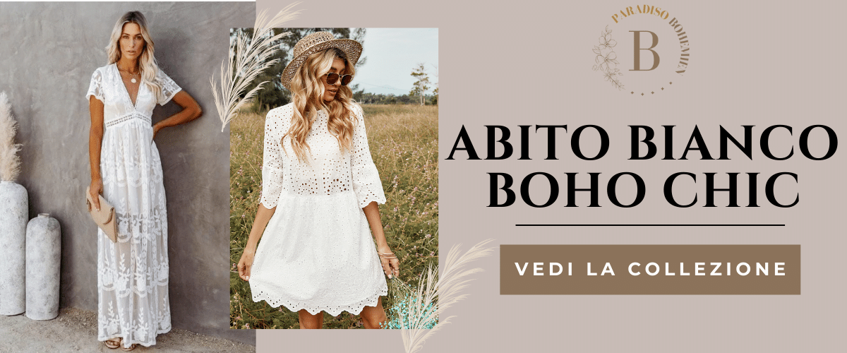 Abito bianco bohemien da donna