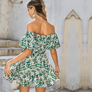 Vestito Boho Chic Verde con Fiori