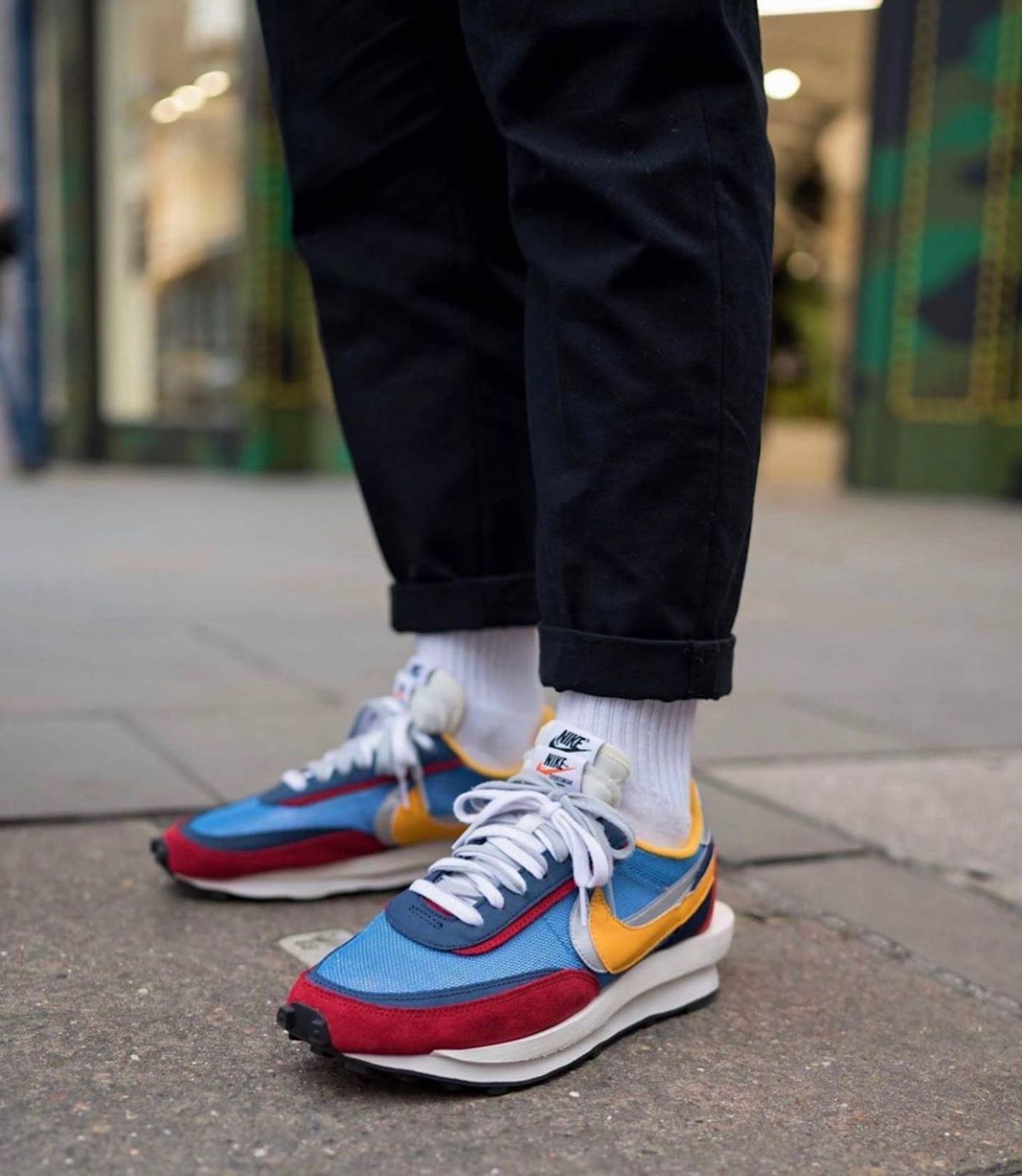 sacai×NIKE LDWAFFLE LDワッフル ブルー マルチ-