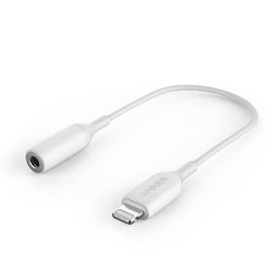 Anker - 3.5mm Female Audio Adapter with Lightning Connector - White