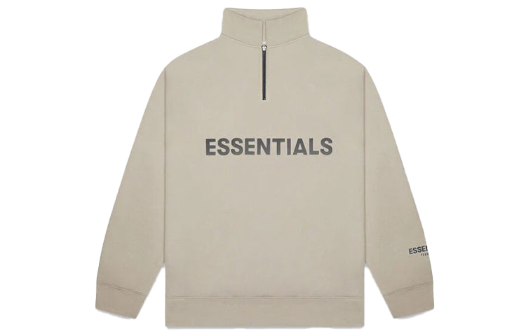 Essentials Fear Of God Fw20 Half Zip Sweatshirt 'olive' In Gray