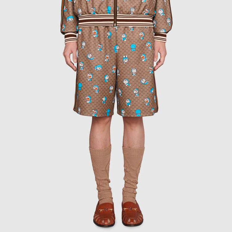 Gucci X Doraemon Gg Shorts 'beige' In Brown