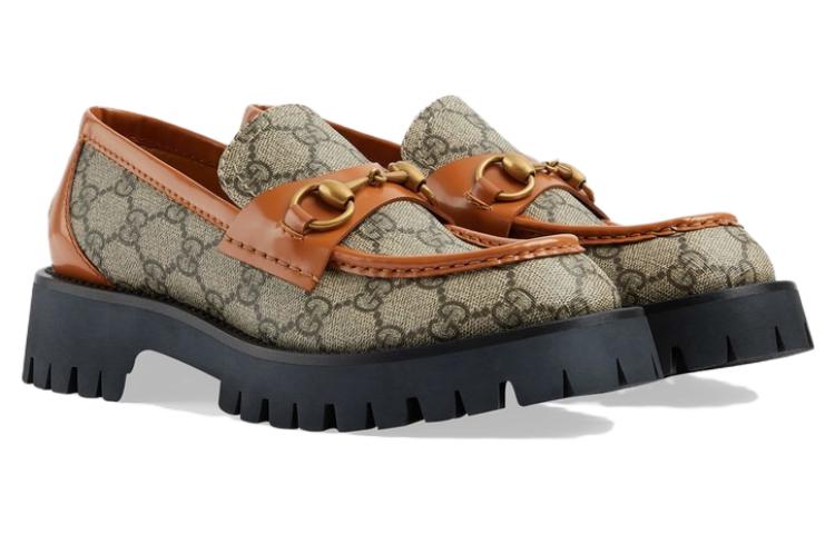 Gucci (wmns)  Gg Canvas Platform Loafers Horsebit 'brown Leather'