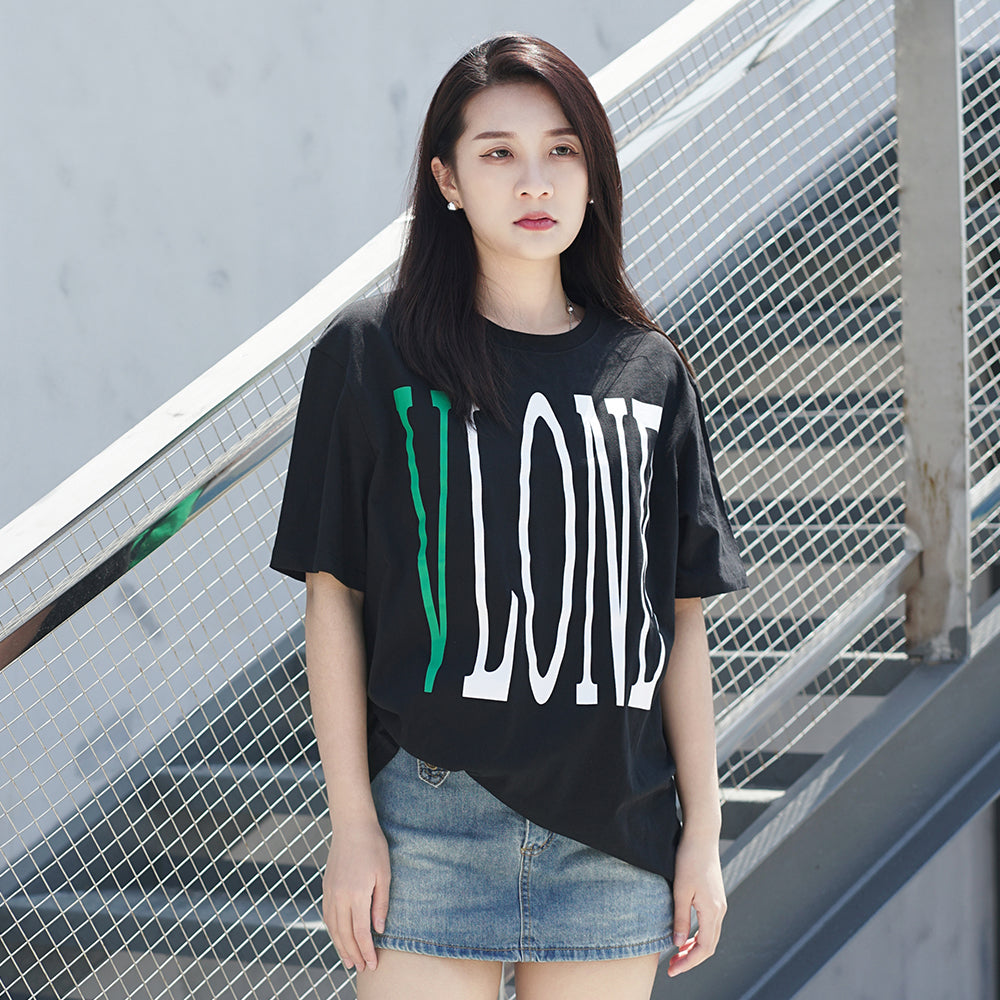 Vlone Large V Alphabet Short Sleeve Tee 'black Green'