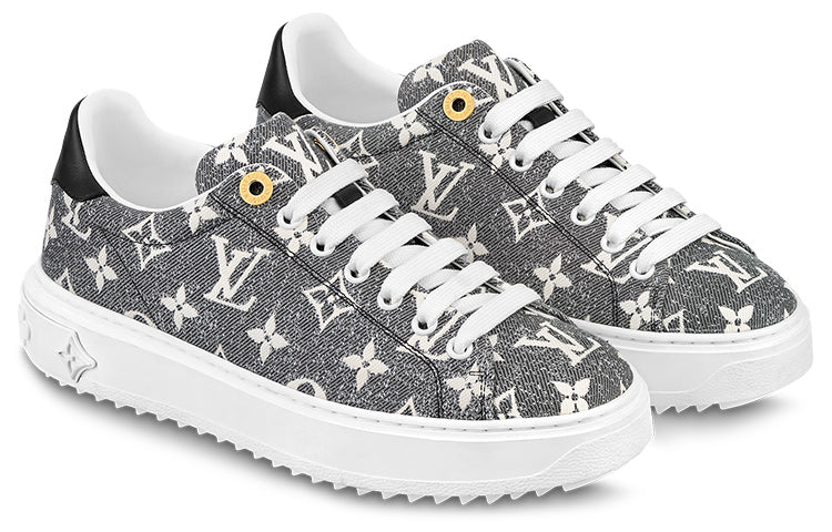 Pre-owned Louis Vuitton (wmns)  Time Out Sneakers 'grey Denim Monogram'