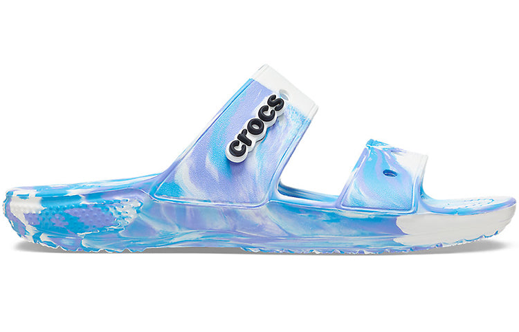 Crocs Classic Clog Marble Beach Unisex White Blue Slippers 'white Blue'