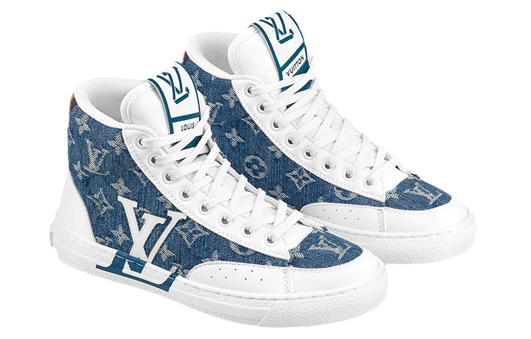 Pre-owned Louis Vuitton (wmns)  Charlie Ankle Sneakers 'white Denim Monogram'