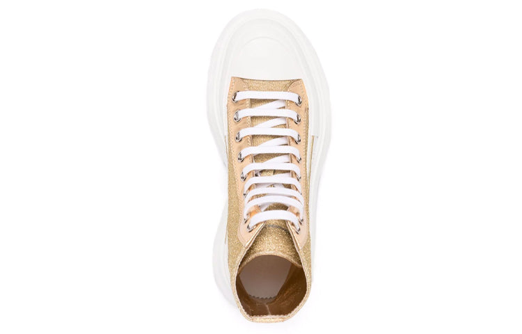 Alexander Mcqueen (wmns)  Glitter Tread Slick High-top Sneakers 'gold White'