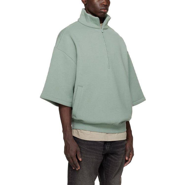 Essentials Fear Of God  Ss23 3/4 Half-zip Sweatshirt 'sycamore' In Green