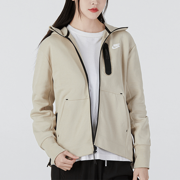 Nike (wmns) Sportswear Tech Fleece Full-zip Hoodie Jacket 'beige' In Gray