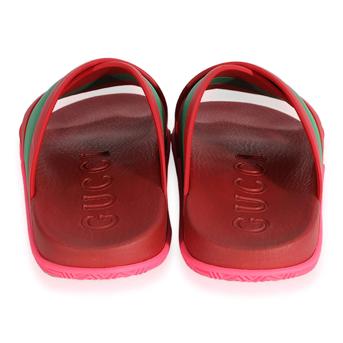 Gucci (wmns) Web Stripe Slide Sandals 'coral'