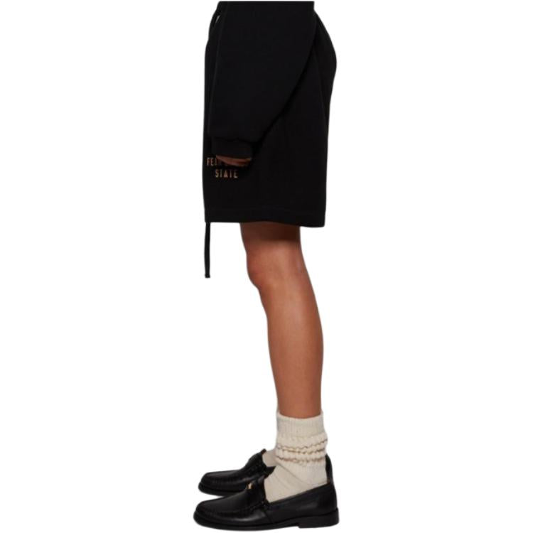Essentials Fear Of God  Fleece Soccer Short 'black' In Black
