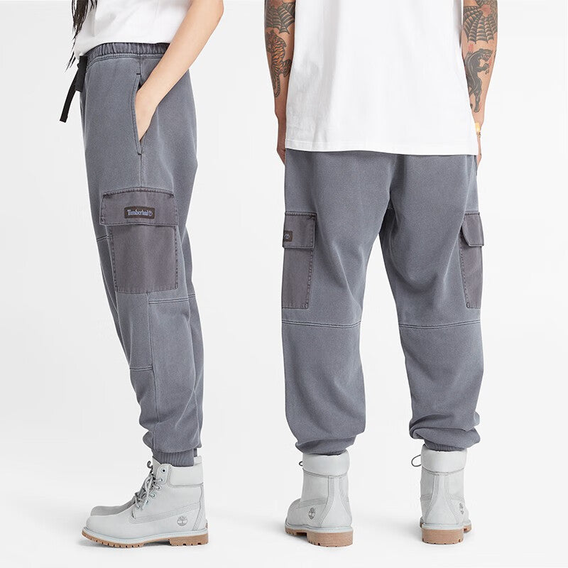Timberland Mixed Media Garment Dye Sweatpants 'grey' In Gray