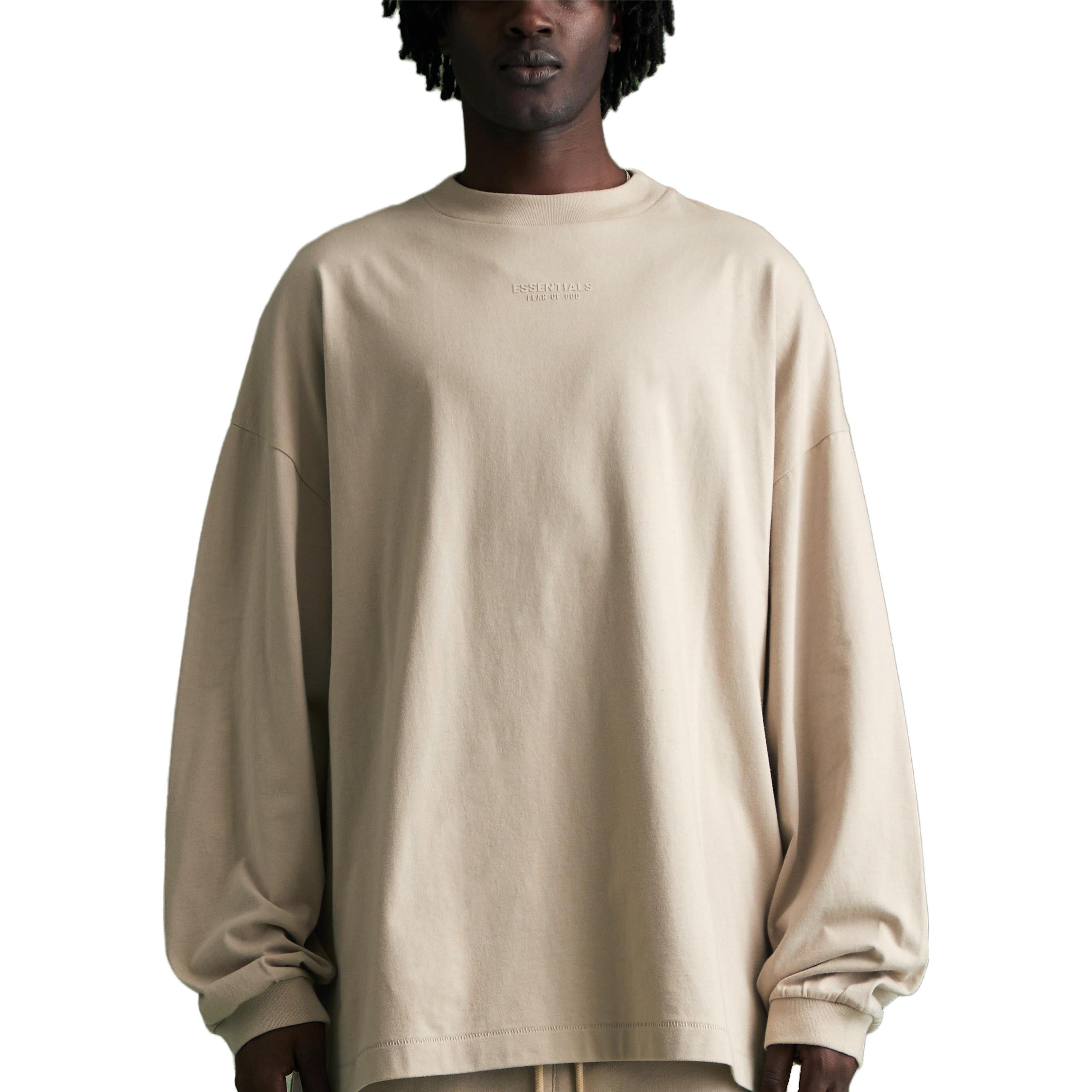 Essentials Fear Of God  Fw23 Long Sleeve Tee 'silver Cloud' In Gray