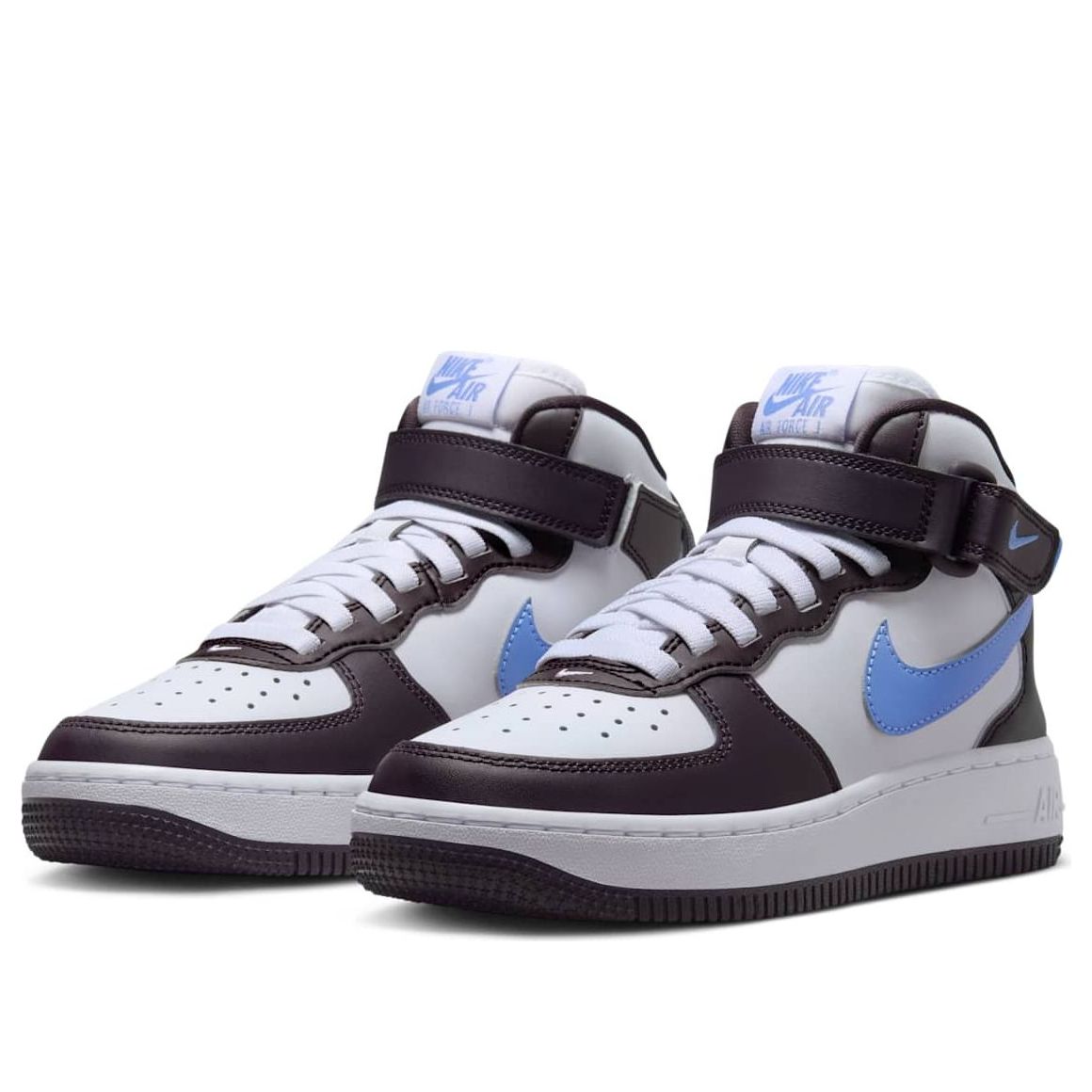 Nike (gs) Air Force 1 Mid Easyon 'burgundy Ash White Royal' In Black