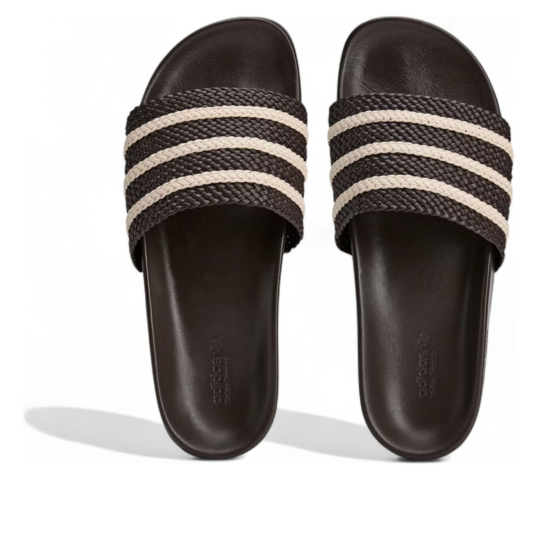 Adidas Originals Black Leather Wales Bonner X Adidas Adilette Slippers In Brown