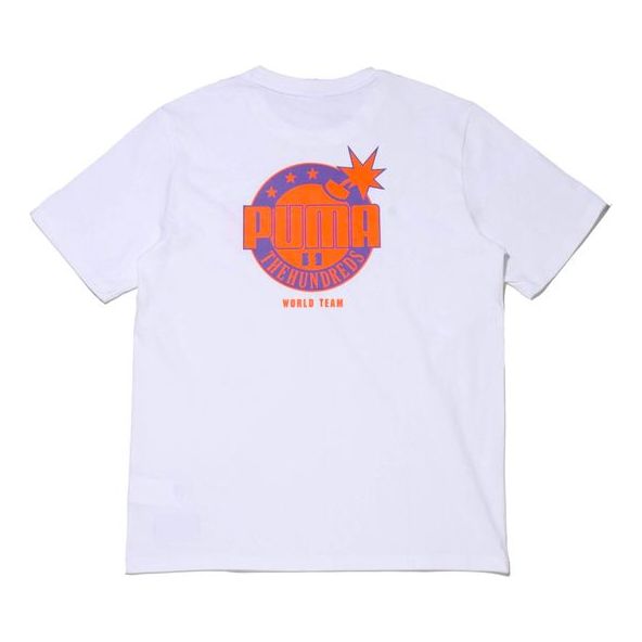 Puma X The Hundreds Tee Logo Printing Round Neck Short Sleeve White In White
