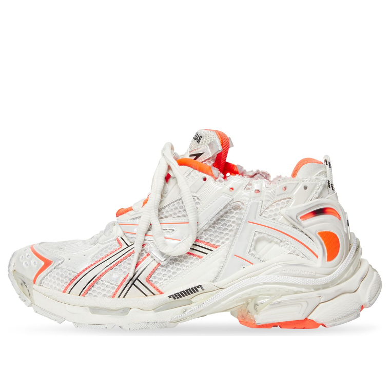 WMNS) Balenciaga Runner Sneakers 'White Fluo Orange Mesh and