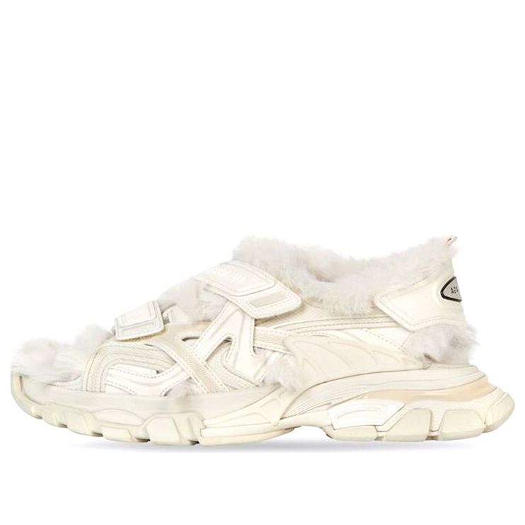 Balenciaga (wmns) Track Sandals 'fake Fur White' In Neutral