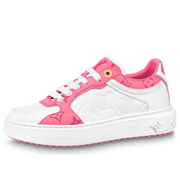 Pre-owned Louis Vuitton (wmns)  Time Out Sneakers 'white And Pink Monogram'