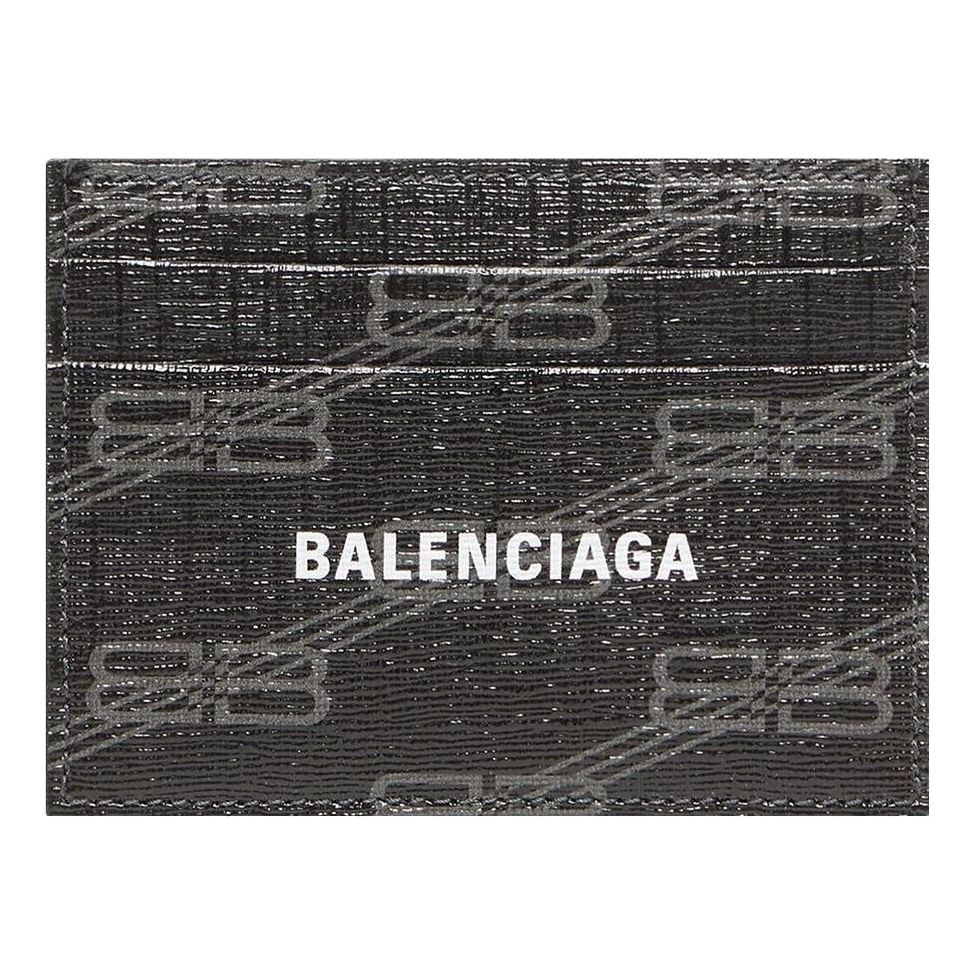 Balenciaga Signature Card Holder Bb Monogram Coated Canvas 'black' In Neutral