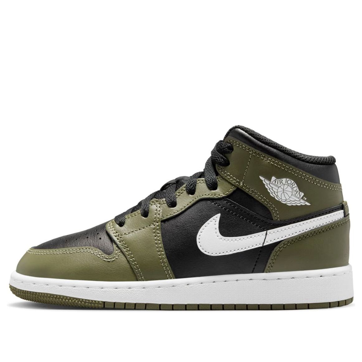 Air Jordan (gs)  1 Mid 'black White Olive'