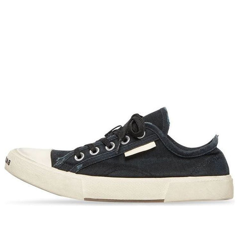 (WMNS) Balenciaga Paris Low Top Sneakers 'Black Destroyed Cotton and White Rubber'