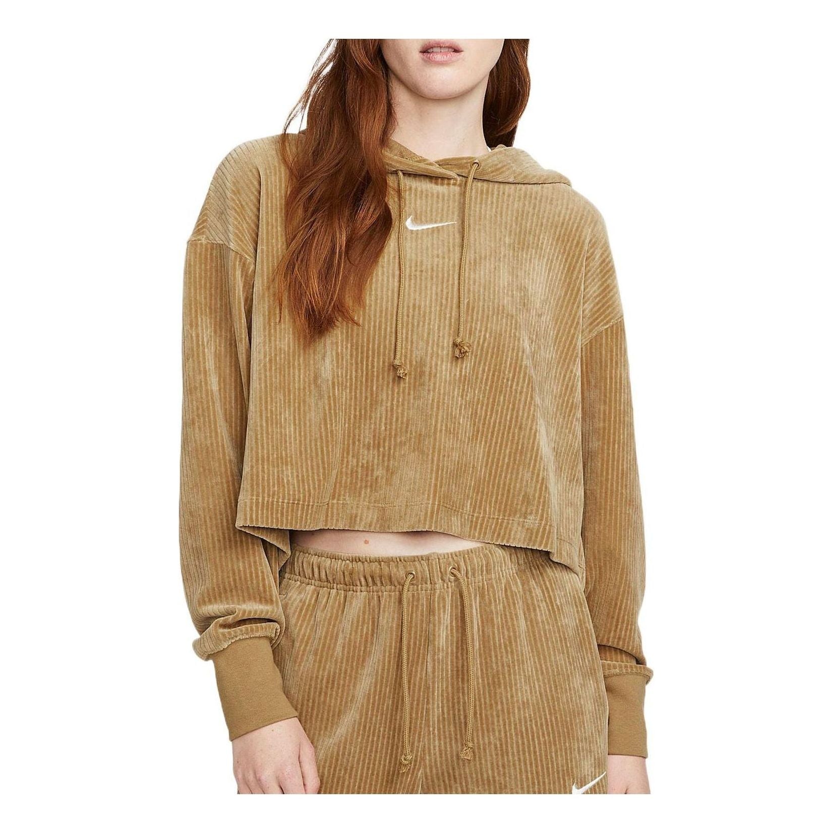 Nike (wmns)  Sportswear Velour Cropped Pullover Hoodie 'tan'