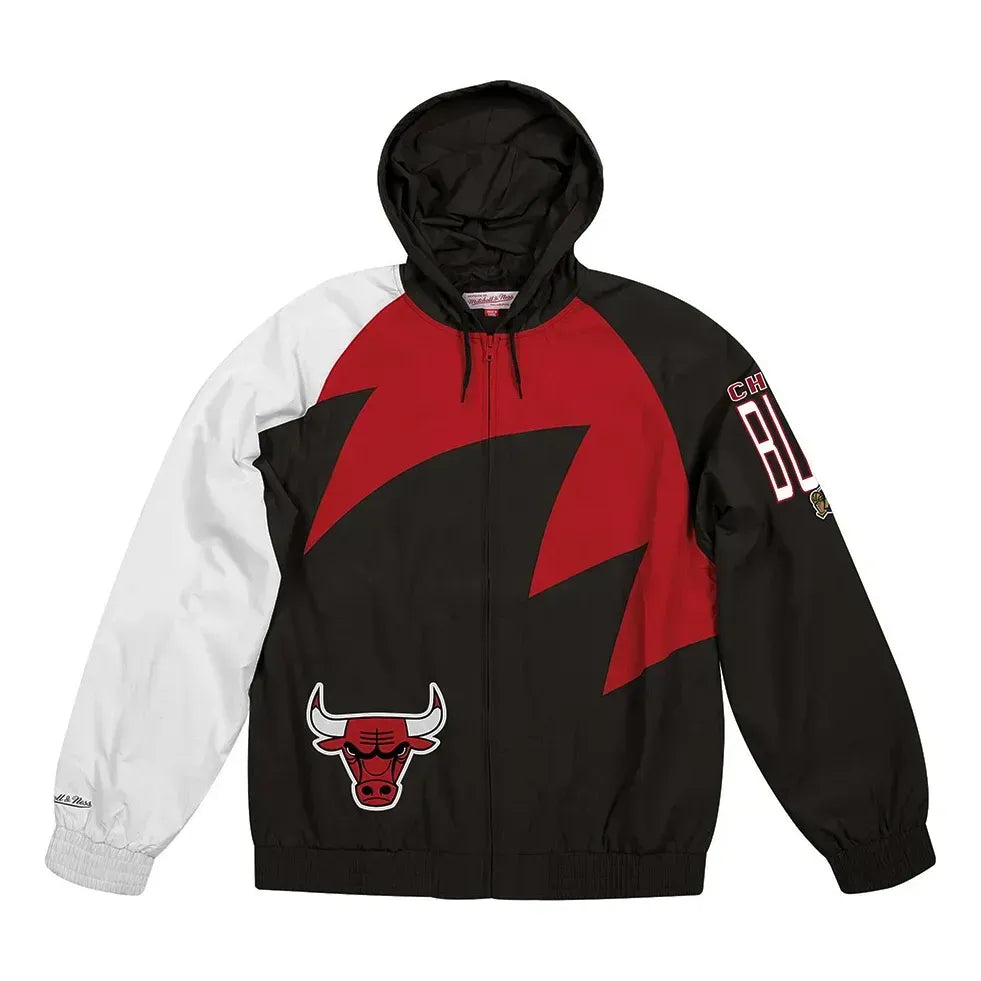 Mitchell & Ness Shark Tooth Chicago Bulls Jacket 'black Red' In Multi