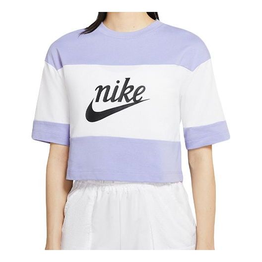 Nike (wmns)  Colorblock Version Round Neck Short Sleeve Tops 'light Purple' In Purple
