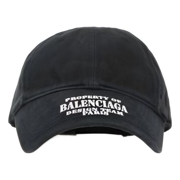 Balenciaga Property Of Embroidered Denim Ball Cap 'black'