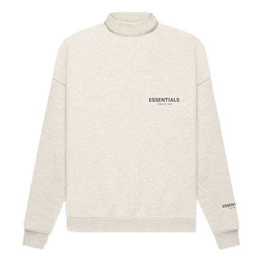 Essentials Fear Of God  Fw21 Pullover Mockneck Light Heather Oatmeal In Neutral