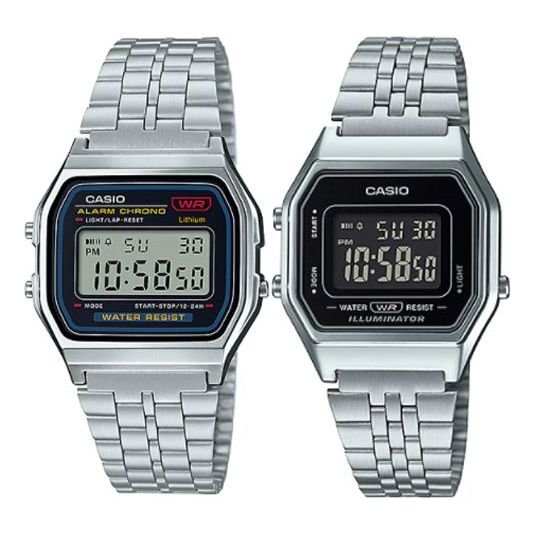 Casio Standard Classic Retro Digital Watch 'silver Black' In Metallic