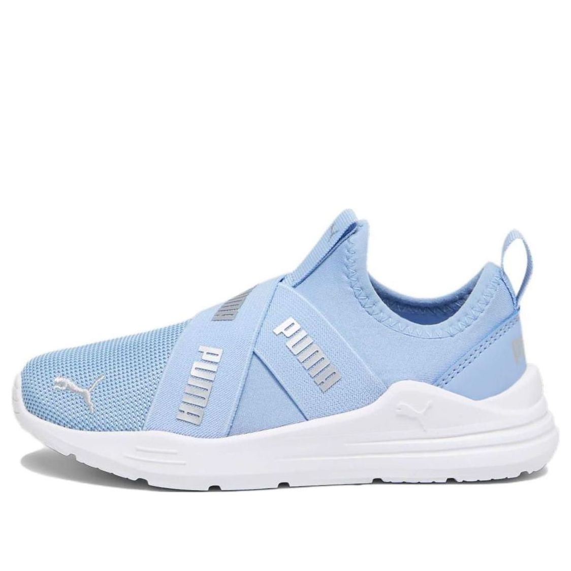 タイムセール 半額 GS) PUMA 381994-12 White' 'Blue On Slip Run Wired 靴