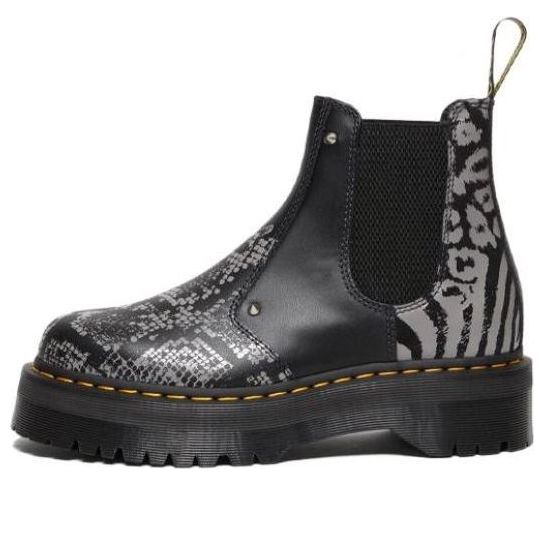 Dr. Martens' Dr. Martens 2976 Quad Platform Animal Print Boots 'black Grey'