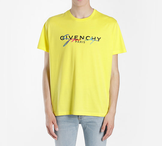 Men's Givenchy Classic Logo Cotton Short Sleeve Yellow BM70RL3002-737 -  KICKS CREW