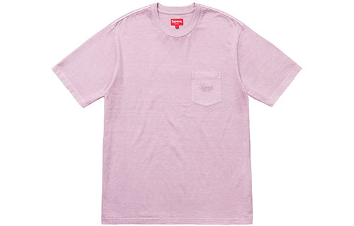 Supreme SS18 Overdyed Pocket Tee Washed Light Purple Logo Tee SUP