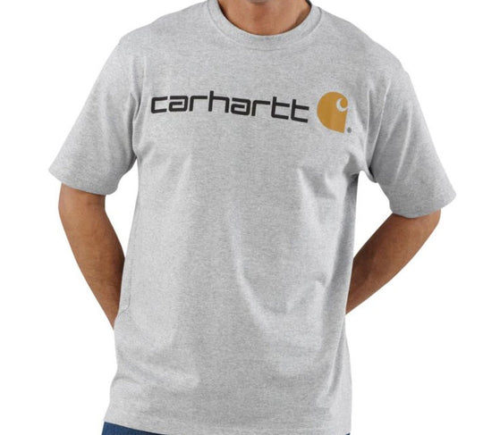 Carhartt Classic Cursive logo Short Sleeve Unisex Light Grey T-Shirt ...