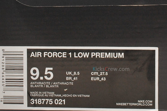 Nike Air Force 1 Low Premium 'Anthracite' 318775-021 KICKSCREW