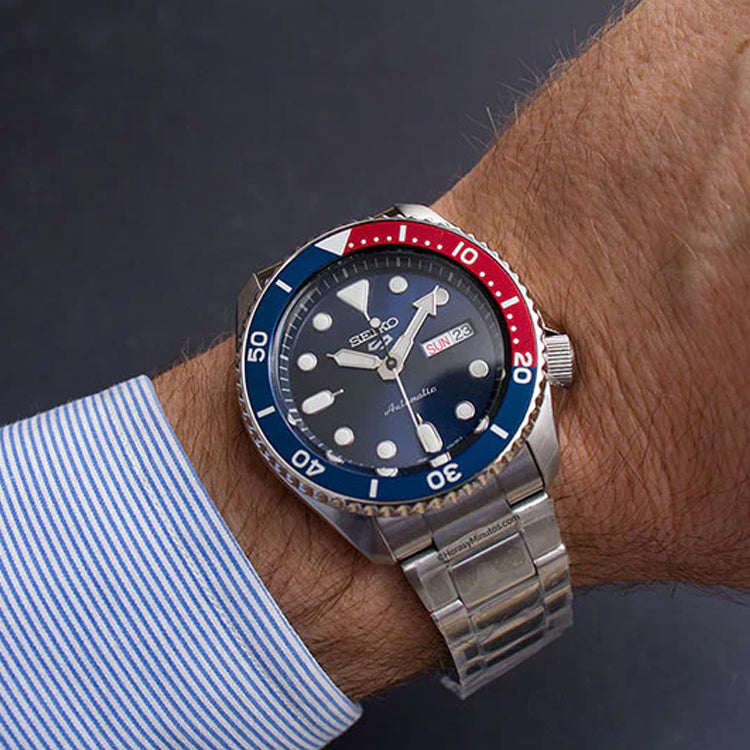 Seiko Men's  No. 5 Sports Mechanical Watch Red Blue In Metallic