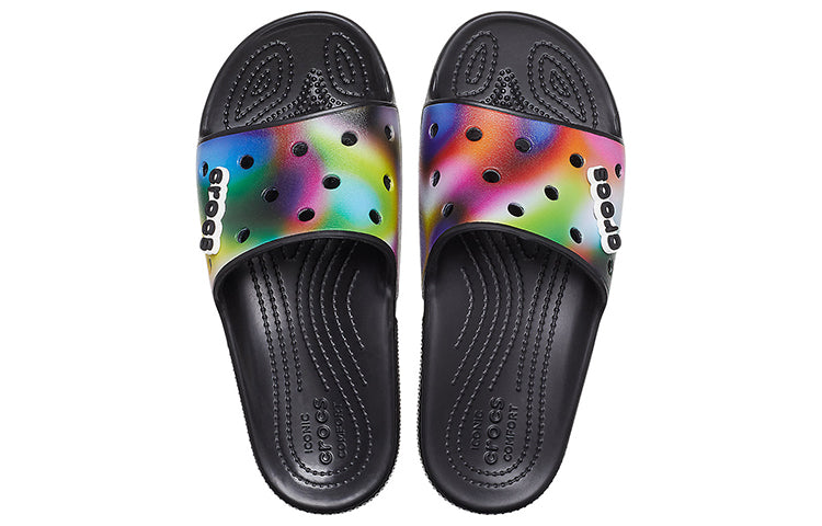 Crocs Colorful Casual Unisex Multi-Color Black Slippers 207557-0C4 ...