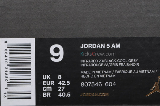 Series de tiempo Barrio álbum Nike Jordan 5 AM 'Infrared 23' 807546-604 - KICKS CREW