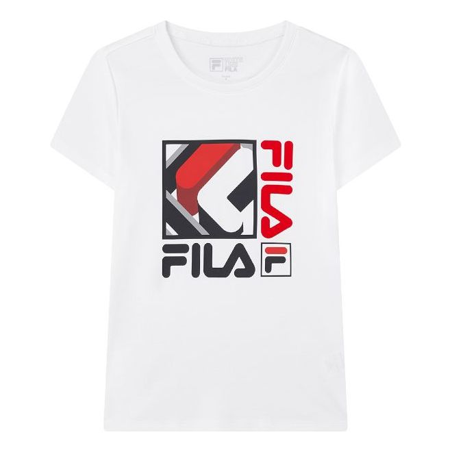 (WMNS) FILA Alphabet Logo Printing Knit Short Sleeve White F11W018153F ...