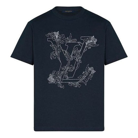 LOUIS VUITTON LV Logo embroidery T-shirt S Black Authentic Men New from  Japan