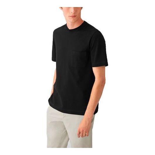 Men's HERMES SS21 Solid Color H Round Neck Short Sleeve Black